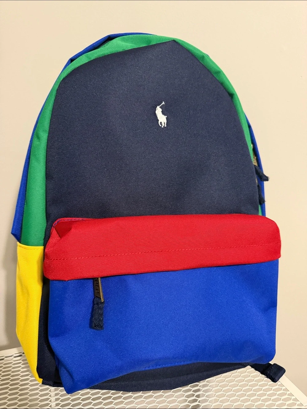 Polo by Ralph Lauren Navy, Red, Blue, Green & Yellow Colorblock Backpack